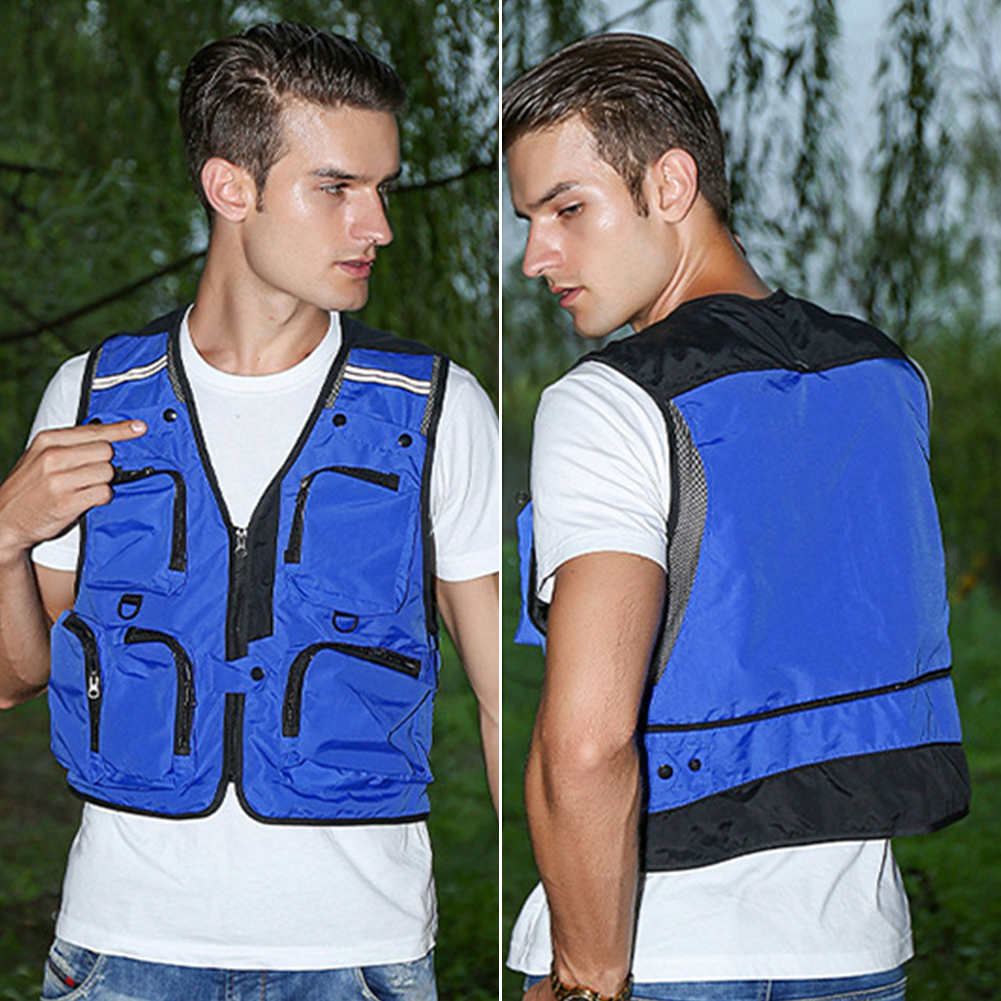 FREE FISHER Fishing Photography Vest with Pockets Men's Mesh Quick-Dry Waistcoat Outdoor Jackets for Camping Hunting Travelers Survival Utility Safety
