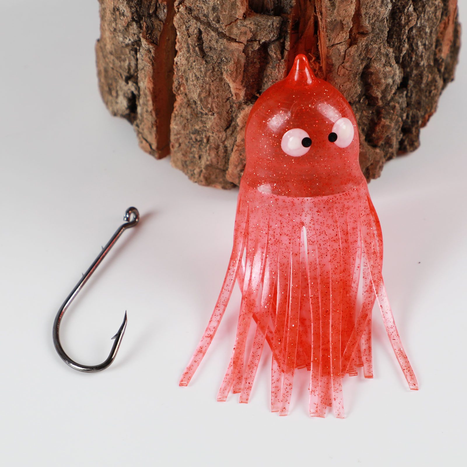 FREE FISHER 10pcs Octopus Soft Baits Fishing Soft Skirt Squid Tuna Fishing Baits/Lures 9.5cm/8g Luminous Artificial Bait Fishing Tackle 10pcs hooks with Box