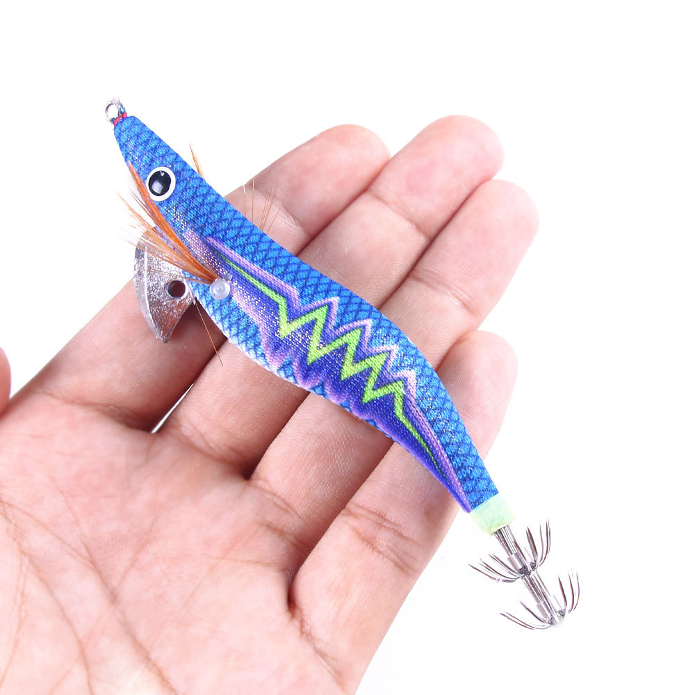 FREE FISHER Hard Bait Fishing Octopus Lure 25#*3.0# Lead Fishing Squid Jig Hook Wooden Shrimp Artificial Fishlure Luminous Cuttlefish Shrimp for Sea Fishing