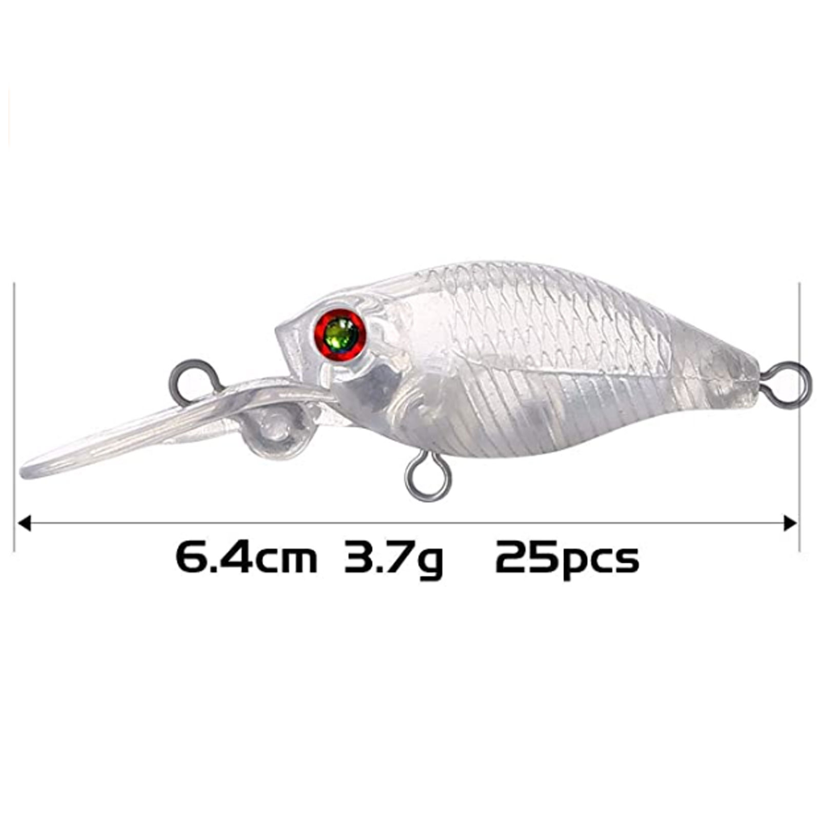 FREE FISHER 25pcs Fishing Crankbait Blanks,Unpainted Fishing Lures Blank Minnow Crankbaits Hard Bait Bodies Set Fishing Treble Hooks Fishing Split Rings DIY Fishing Tackle 6.4cm 3.7g