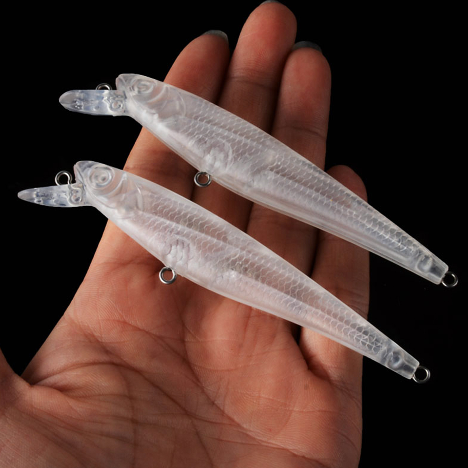 FREE FISHER Wholesale 20pcs Fishing Hard Lure DIY Unpainted Baits 10cm 7g Transparent Blank Minnows ABS Hard Artificial Bait Embryo with Steel Rattles