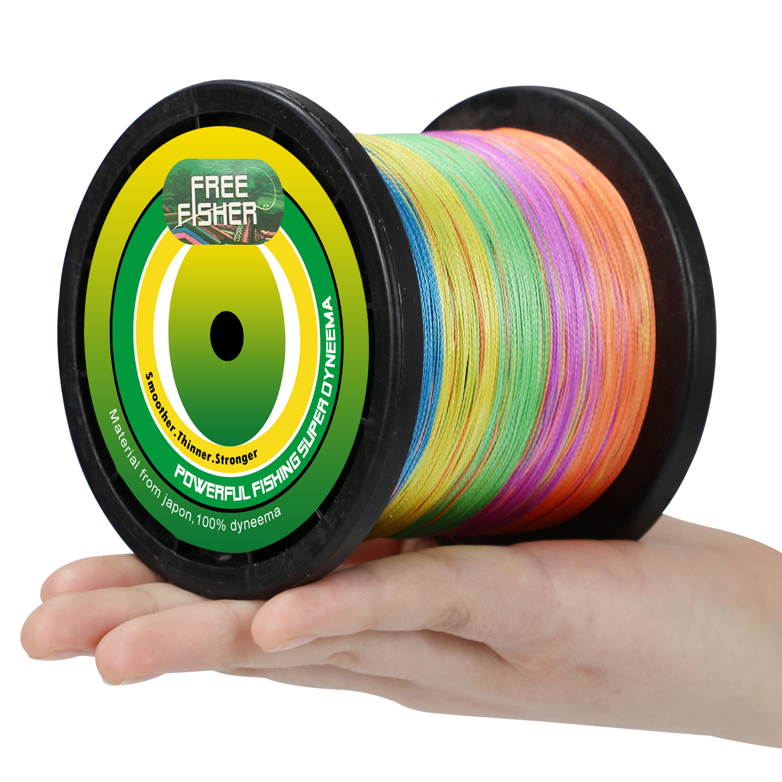 FreeFisher Fishing Braid Line 100% PE Braided Wires 1000m 4 Strands 15LB-80LB 0.14-0.5mm Super Strong Kite Line Green/Grey/Red