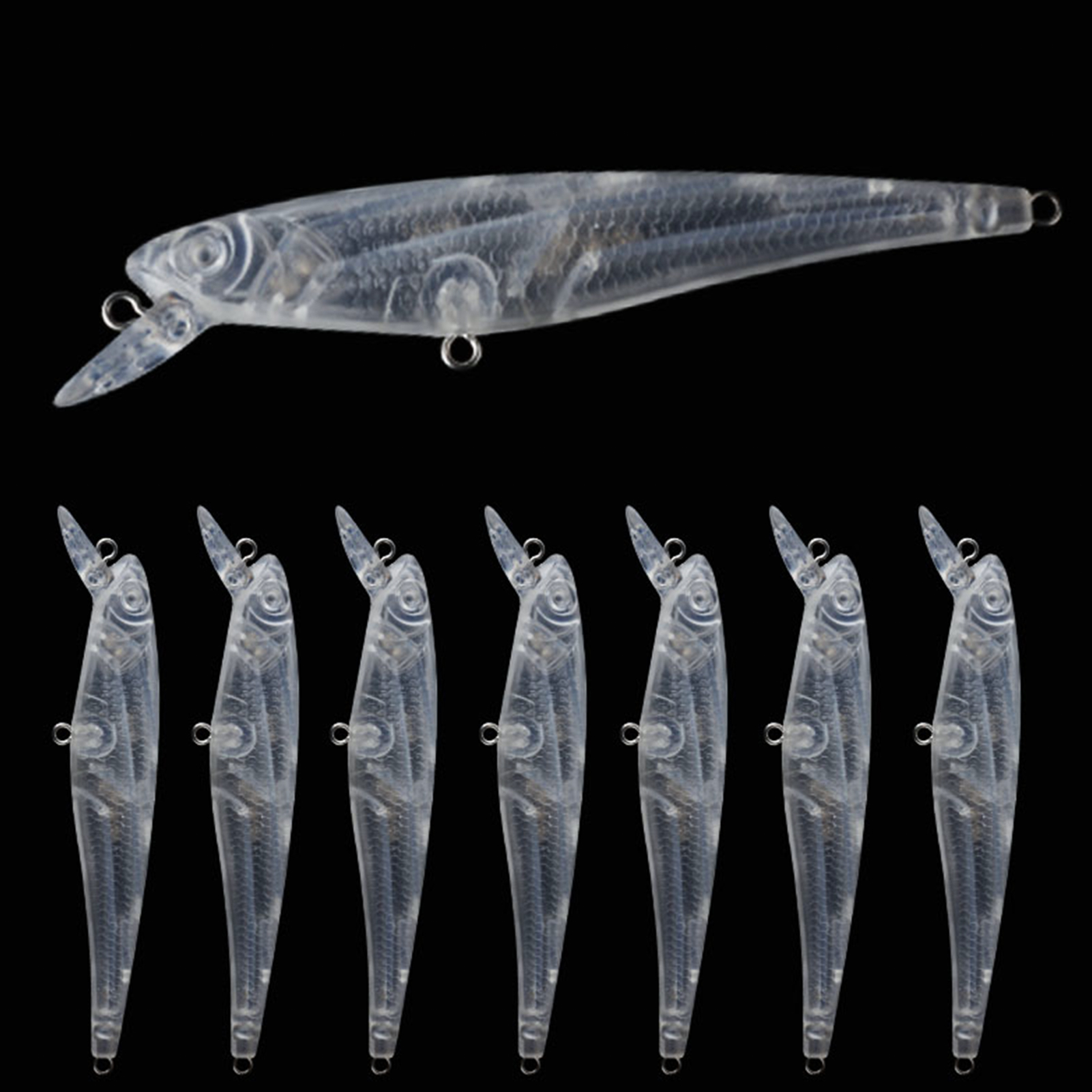 FREE FISHER Wholesale 20pcs Fishing Hard Lure DIY Unpainted Baits 10cm 7g Transparent Blank Minnows ABS Hard Artificial Bait Embryo with Steel Rattles