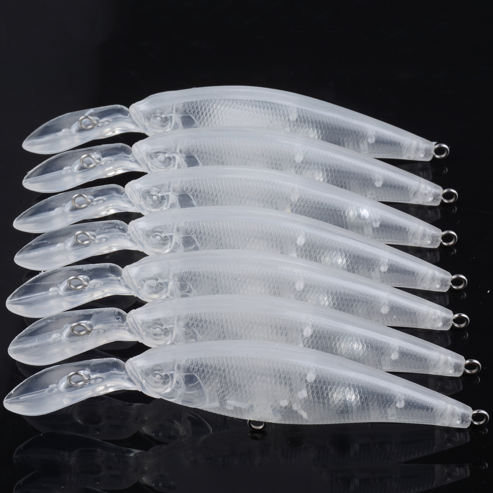 FREE FISHER 20pcs Fishing Unpainted Lures Transparent Blank Bait Embryo 9.3cm 4.5g DIY Minnows Rattles ABS Hard Artificial Baits with 3D Eyes