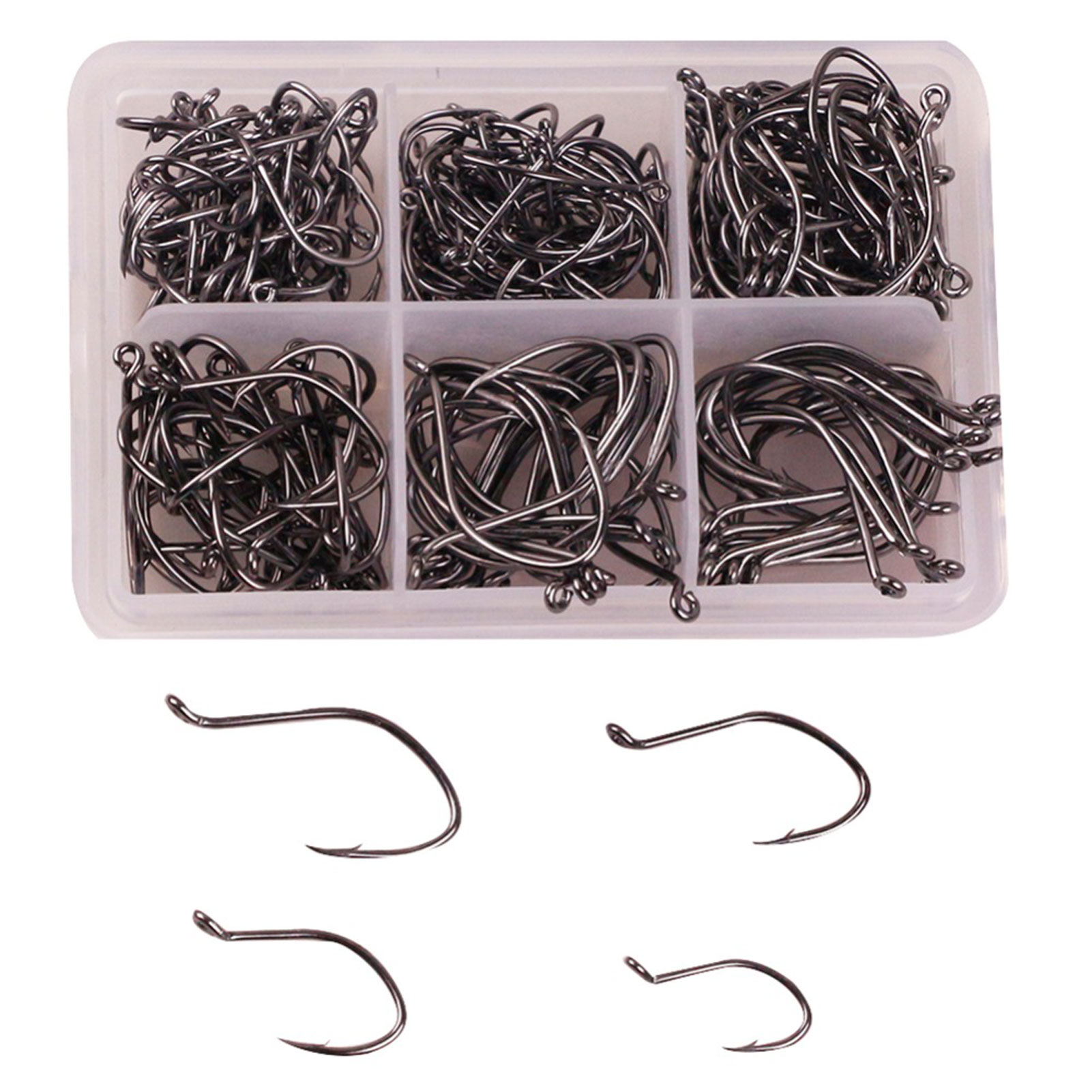 FREE FISHER 220Pcs Mixed Size 2-10# Carbon Steels 8832 Nickle Black Fishing Hooks Set with Box Fishing Tackle Tools Barbed Fishhooks