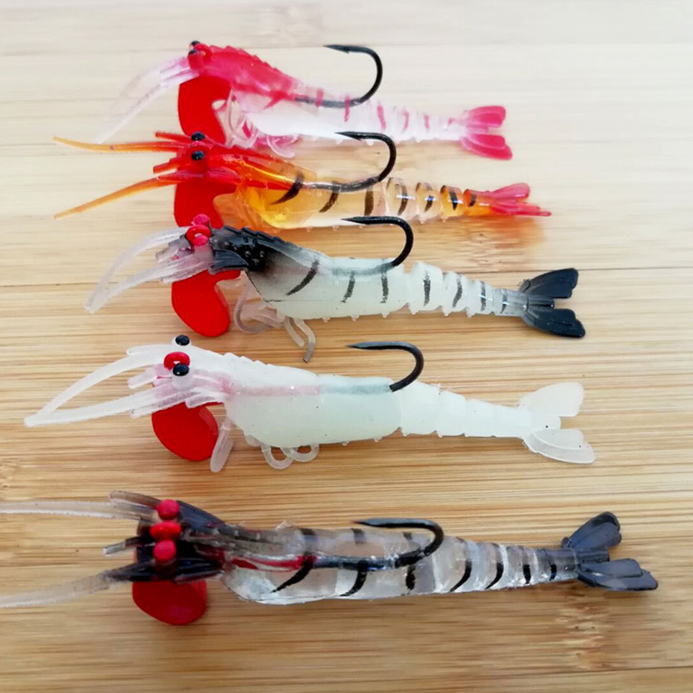 FREE FISHER 5pcs Fishing Soft Baits 7cm 5g Multi-Section Prawn with Sharp Hook Shrimp Fishy Smell Wobblers Artificial Lures for Carp Fishing