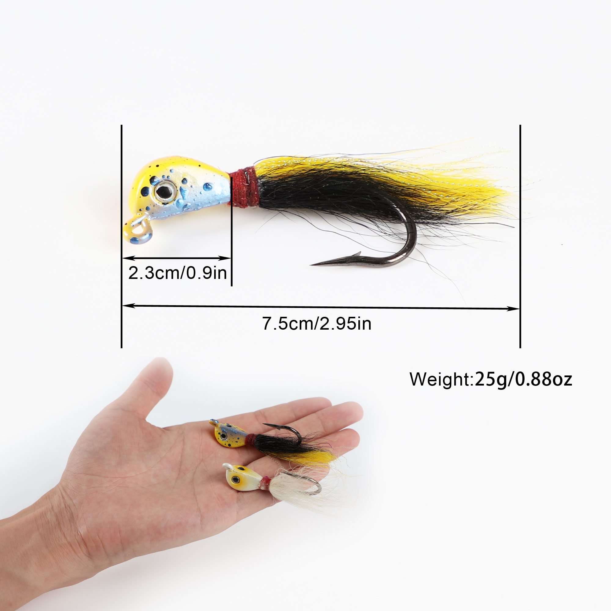 FREE FISHER 4pcs/pack Jig Head Fishing Lure with Feather Skirt Lead jig Lead Fish Jigging Lures Artificial Baits Fishing Tackle 7.5cm 25g 
