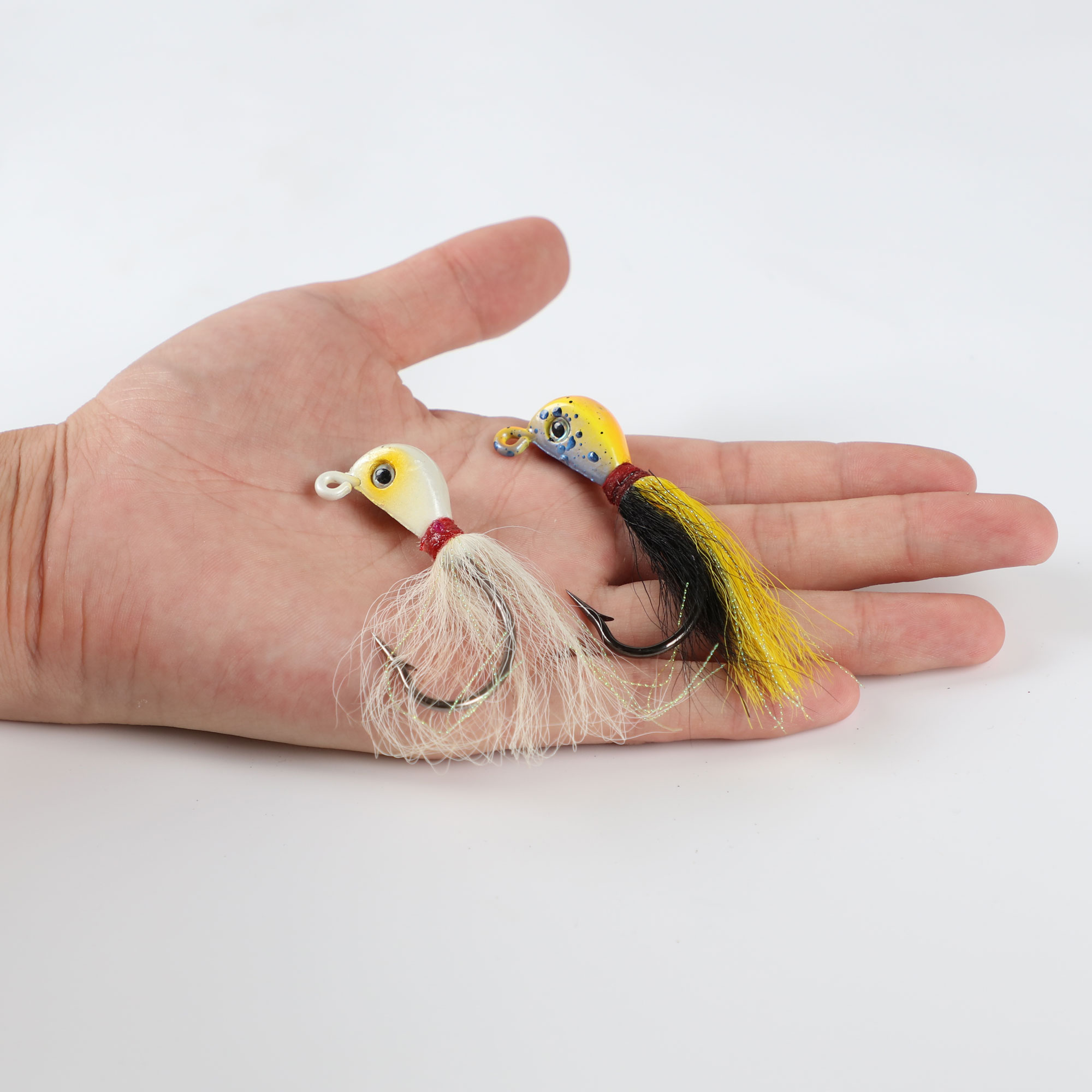 FREE FISHER 4pcs/pack Jig Head Fishing Lure with Feather Skirt Lead jig Lead Fish Jigging Lures Artificial Baits Fishing Tackle 7.5cm 25g 