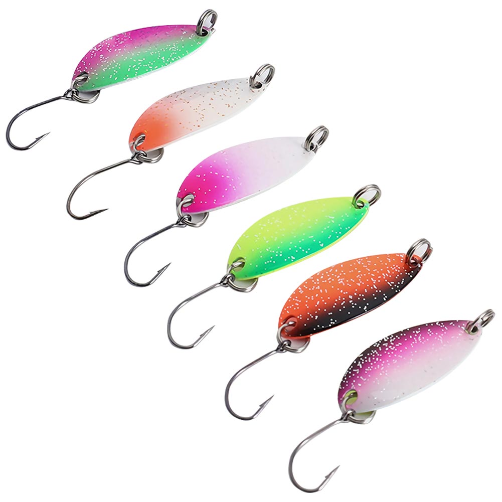FREE FISHER Fishing Trout Bait Metal Spoon Lures Wobbler Casting Jigging Artificial Laser Spinner Baits Set Horsemouth Sequins with Fishing Tackle Box