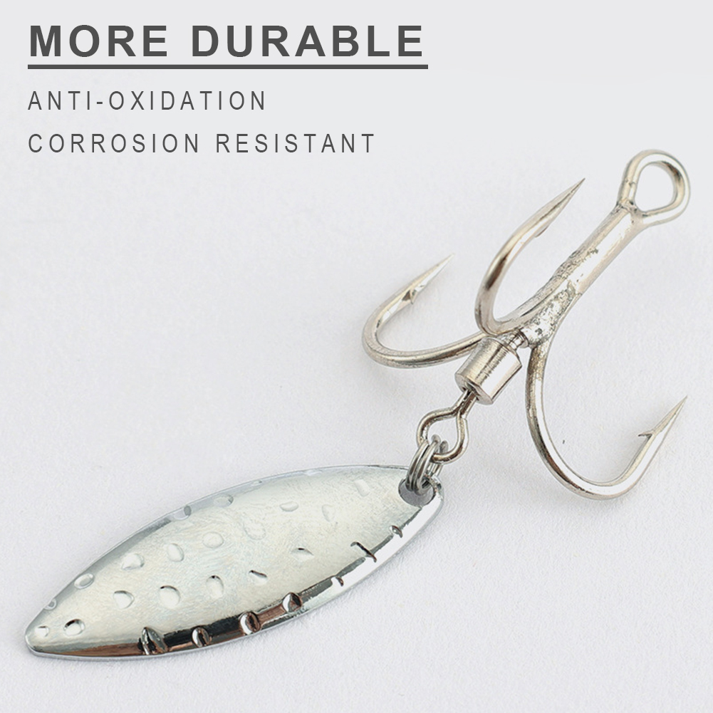 FREE FISHER 10pcs Fishing Treble Hooks with Metal Rotating Sequins Bearded Guy Artificial Spinnerbaits Buzzbait Accessories for Sea Fishing