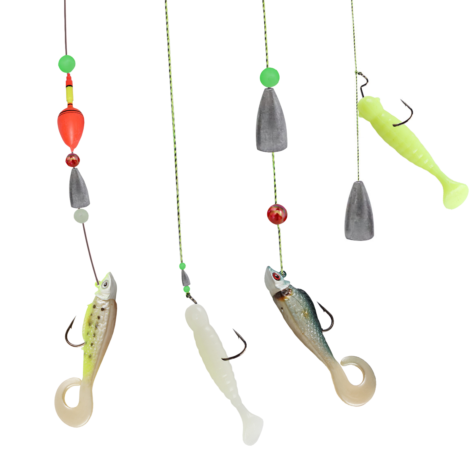 FREE FISHER Fishing Soft Lures Set 60pcs Baits with Plastic 5-Grid Clear Box Wobbler Swimbait Artificial T-tail Bionic Baits for Carp/Bass Fishing