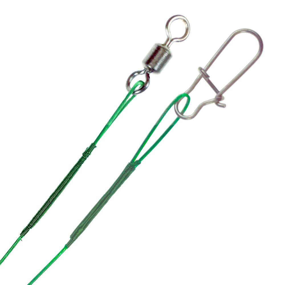 FREE FISHER 100pcs Fishing Leaders Steel Wire Rolling Swivels with Safety Snap Fish Line Connectors High Strenth 30KG 70cm Accessory Tackles