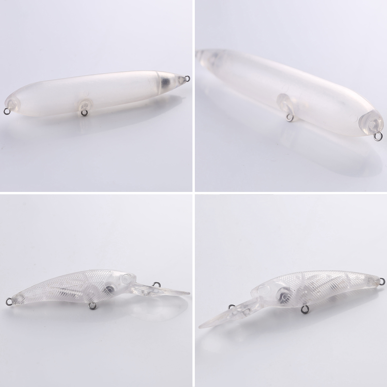 FREE FISHER 30pcs Mixed Unpainted Lures Fishing Blank Baits Set Crankbaits Minnows Pencil Blures VIB Clear Baits Naked Bait Embryo with 3D Eyes