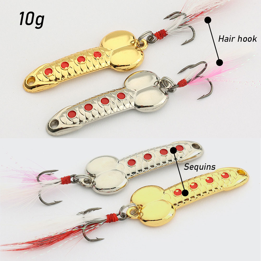 FREE FISHER 4pcs Fishing Metal Spoon Lures Wobbler Casting Jigging Trout Bait Artificial Spinner Baits Horsemouth Sequins with Feather Hook