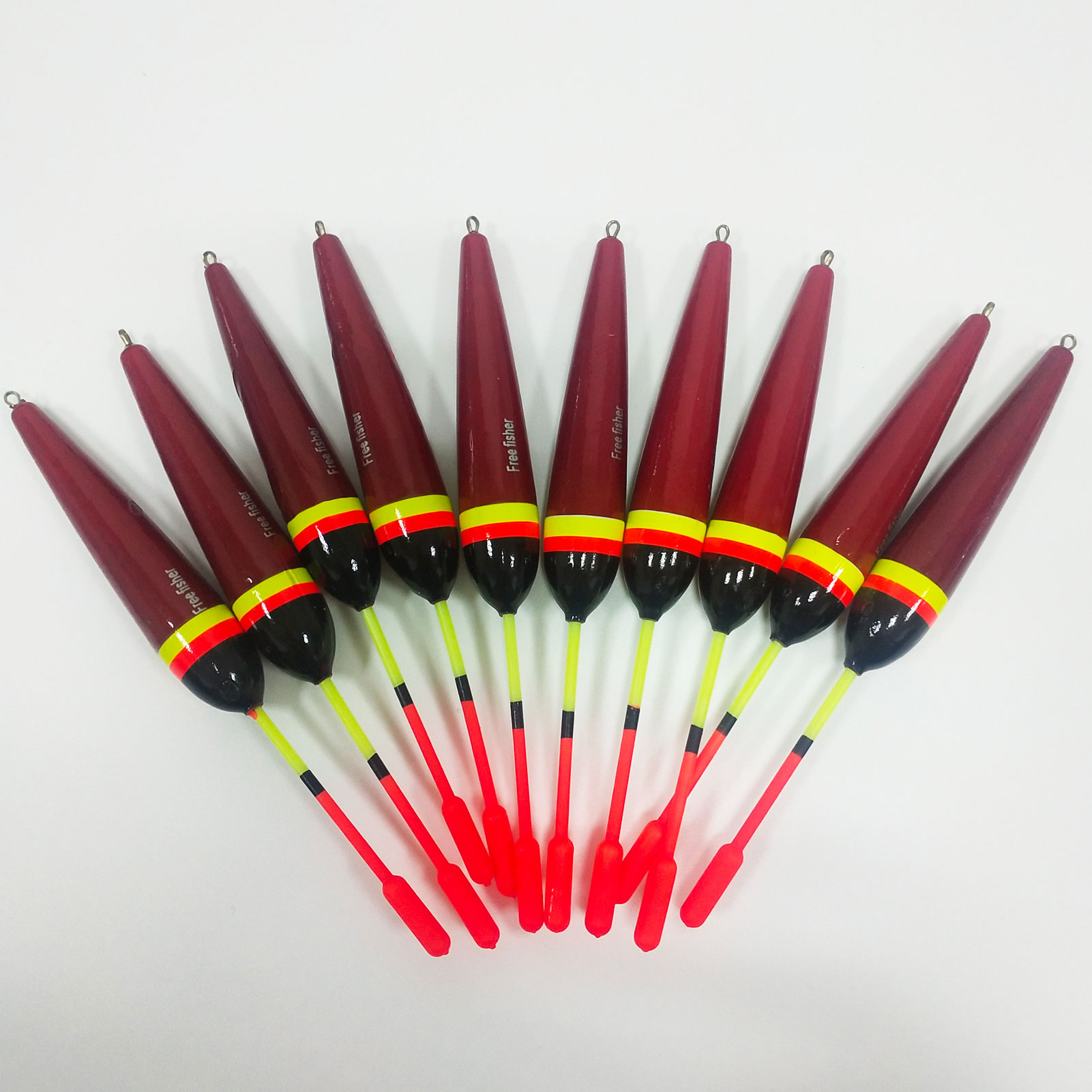 FREE FISHER 10pcs/set Fishing Bobbers Cork Floats Balsa Kit Wood Buoy 5g/14.5cm Buoyancy 3g Fishing Accessories Pesca