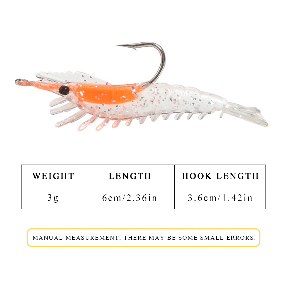 FREE FISHER Luminous Shrimp 3g 6cm Fishing Soft Lead Baits 9.5cm 10g Prawn with Sharp Hook Fishy Smell Wobblers Artificial Lures for Carp Fishing