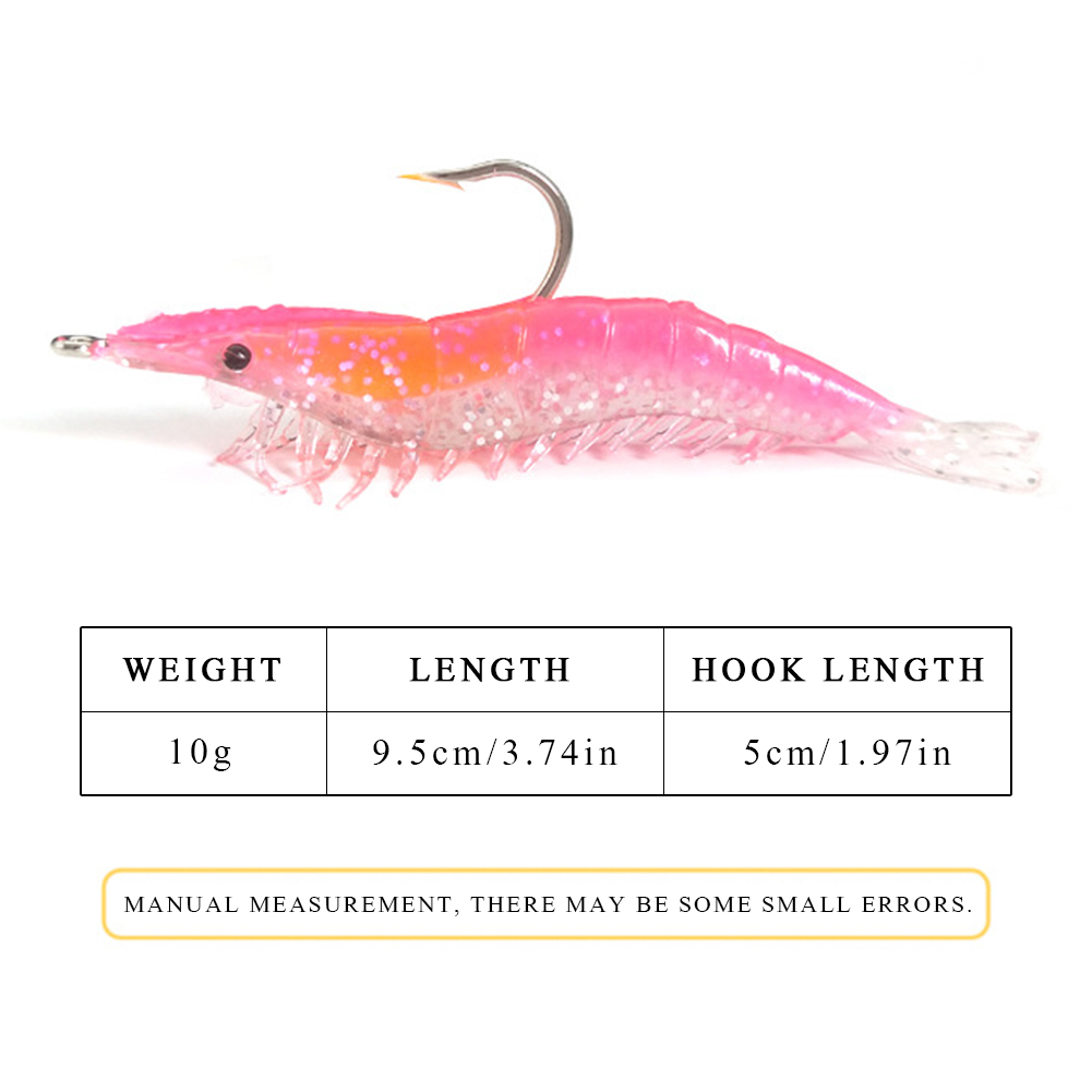 FREE FISHER Luminous Shrimp 3g 6cm Fishing Soft Lead Baits 9.5cm 10g Prawn with Sharp Hook Fishy Smell Wobblers Artificial Lures for Carp Fishing