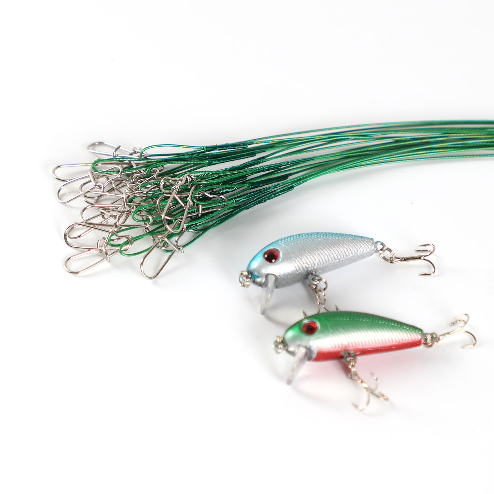 FREE FISHER 100pcs Fishing Leaders Steel Wire Rolling Swivels with Safety Snap Fish Line Connectors High Strenth 30KG 70cm Accessory Tackles