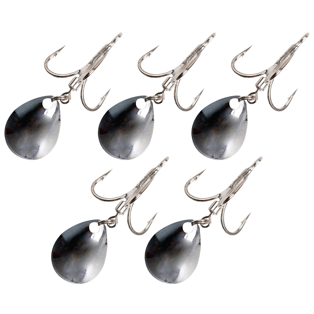 FREE FISHER 10pcs Fishing Treble Hooks with Metal Rotating Sequins Bearded Guy Artificial Spinnerbaits Buzzbait Accessories for Sea Fishing