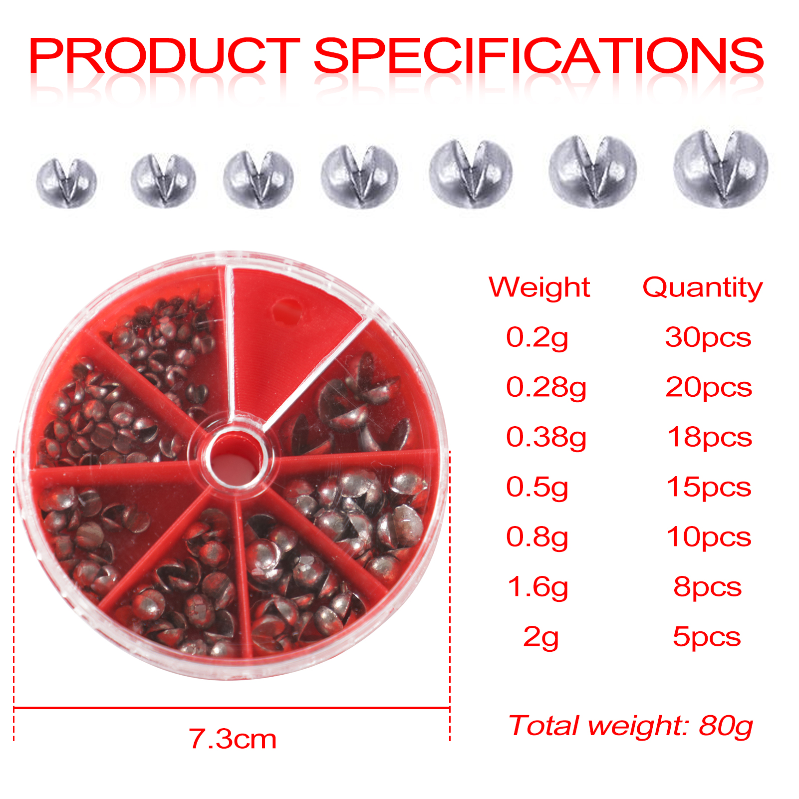 FREE FISHER Mixed Fishing Sinkers Open Bite Lead Set 0.2-2g Bare Fishing-clip Drop Biting Round Plumb Bob Auxiliary Fishing Tackle Gear