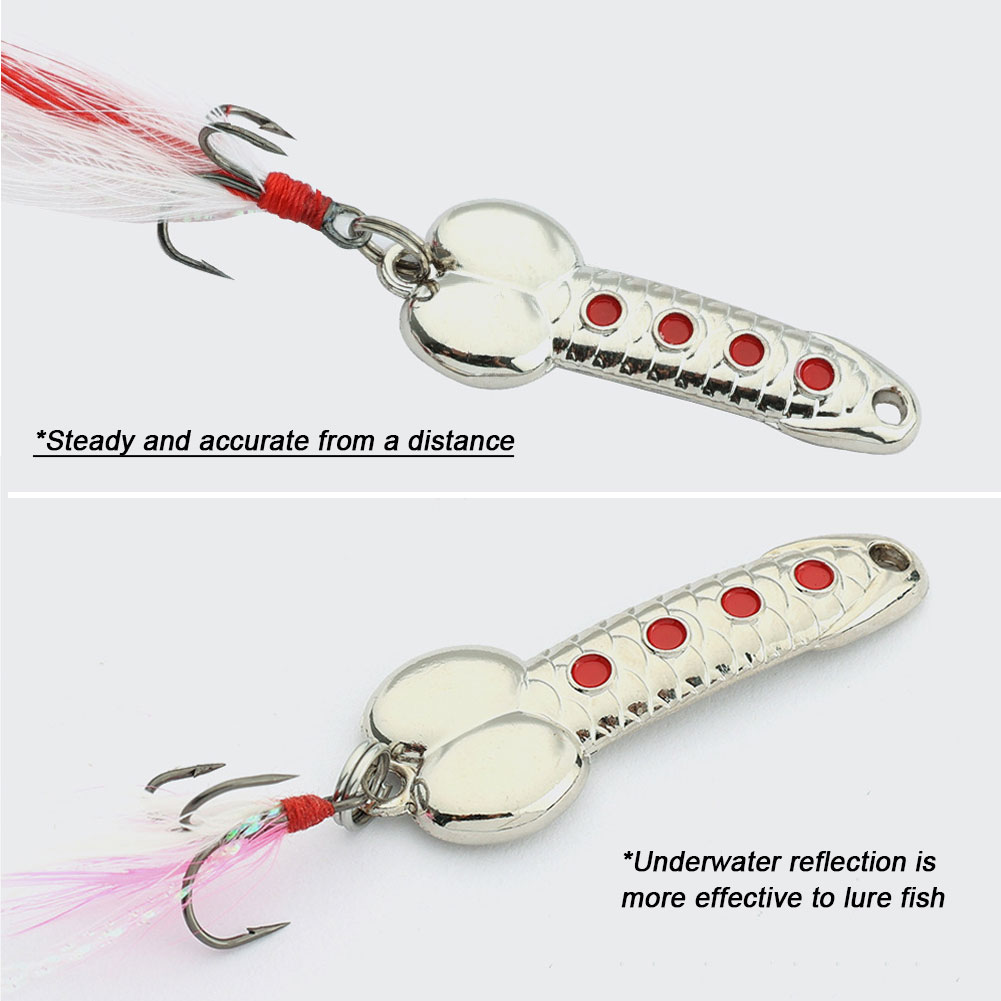 FREE FISHER 4pcs Fishing Metal Spoon Lures Wobbler Casting Jigging Trout Bait Artificial Spinner Baits Horsemouth Sequins with Feather Hook