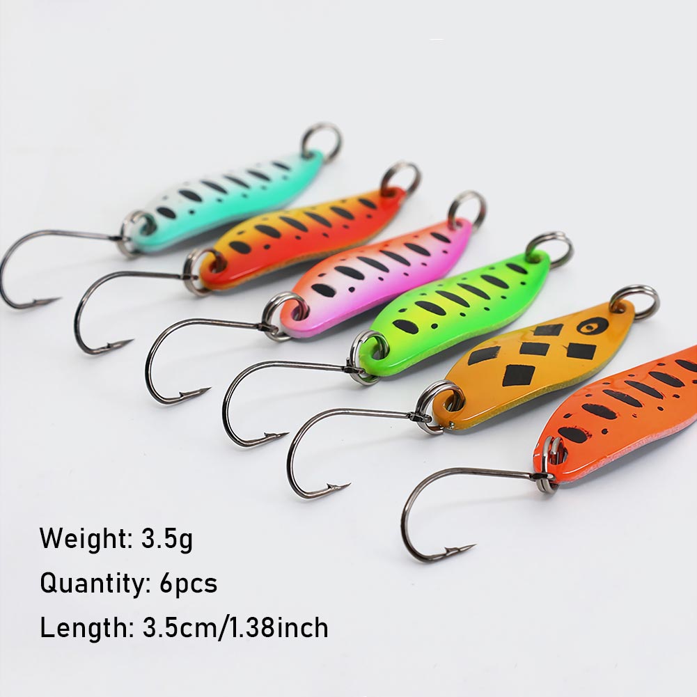 FREE FISHER Fishing Trout Bait Metal Spoon Lures Wobbler Casting Jigging Artificial Laser Spinner Baits Set Horsemouth Sequins with Fishing Tackle Box