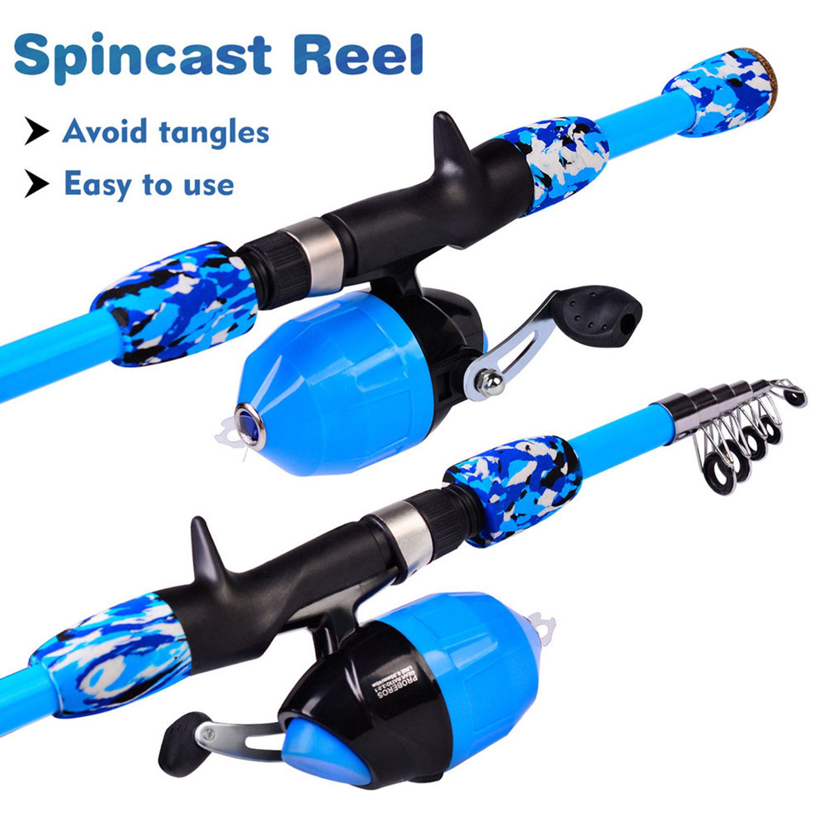 FREE FISHER Fishing Rod Combo Drum Reel Soft Lures Telescopic Fish Pole Hooks Floats Swivels Lead Sinkers Fishing Tackles Set Bag for Kids