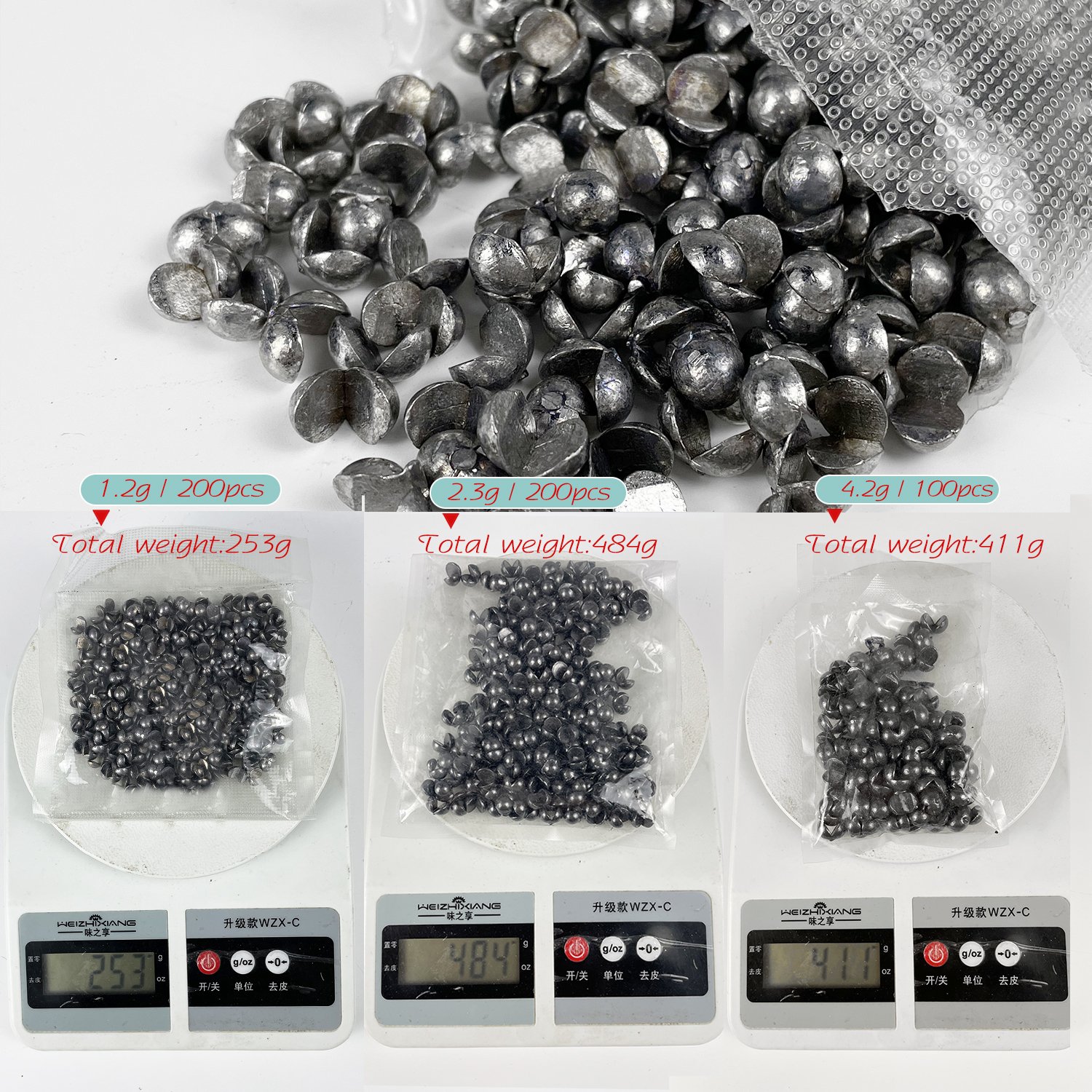 FREE FISHER Open Bite Lead Set Bare Fishing-clip Drop Biting Lead Sinker Weights Split Round Shot Lead Fishing Lure Bait Accessories