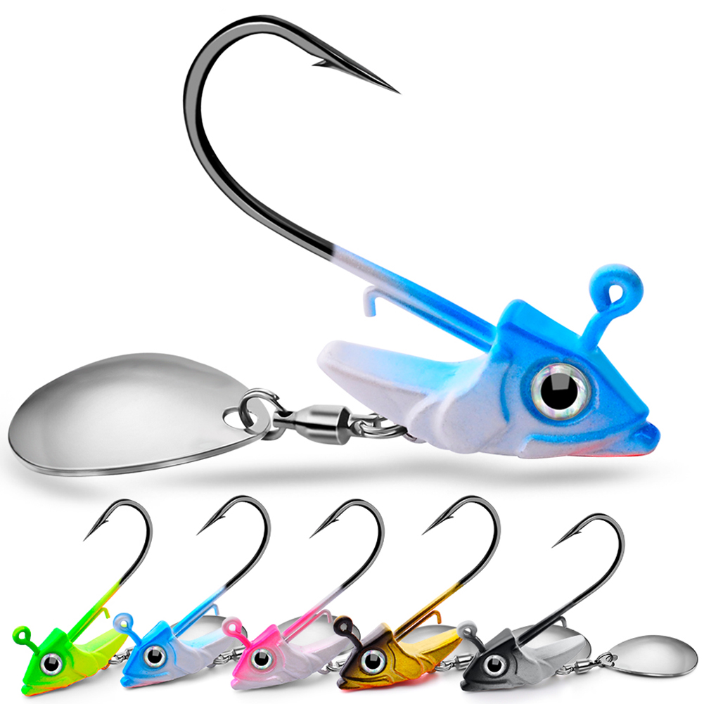 FREE FISHER 10pcs Fishing Lead Head Hooks Set 7.5g 10.5g 15g Spinnerbaits Fishhooks with Metal Sequins Lead Jigs for Saltwater/Freshwater