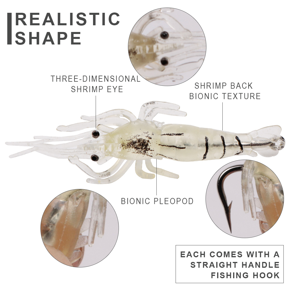 FREE FISHER 20pcs Fishing Soft Lures 5cm 1.5g Prawn with Sharp Hook Shrimp Fishy Smell Wobblers Artificial Baits for Carp Fishing