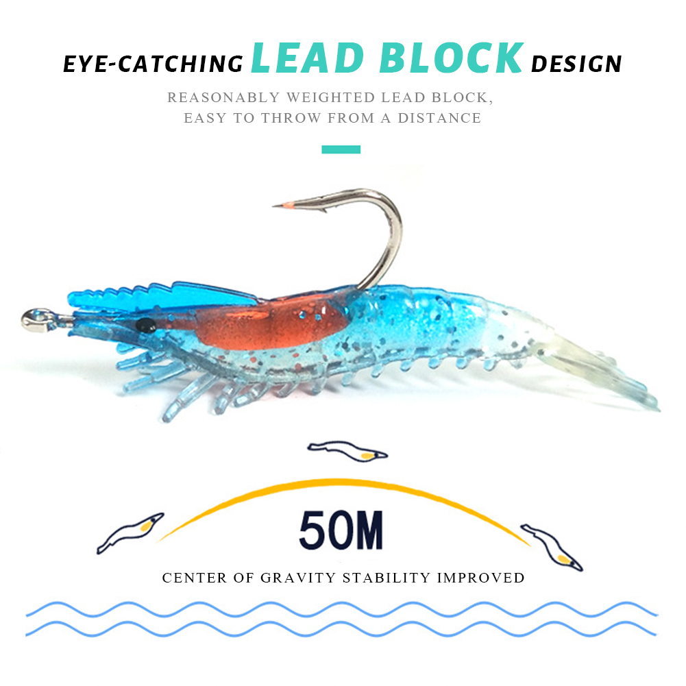 FREE FISHER Luminous Shrimp 3g 6cm Fishing Soft Lead Baits 9.5cm 10g Prawn with Sharp Hook Fishy Smell Wobblers Artificial Lures for Carp Fishing