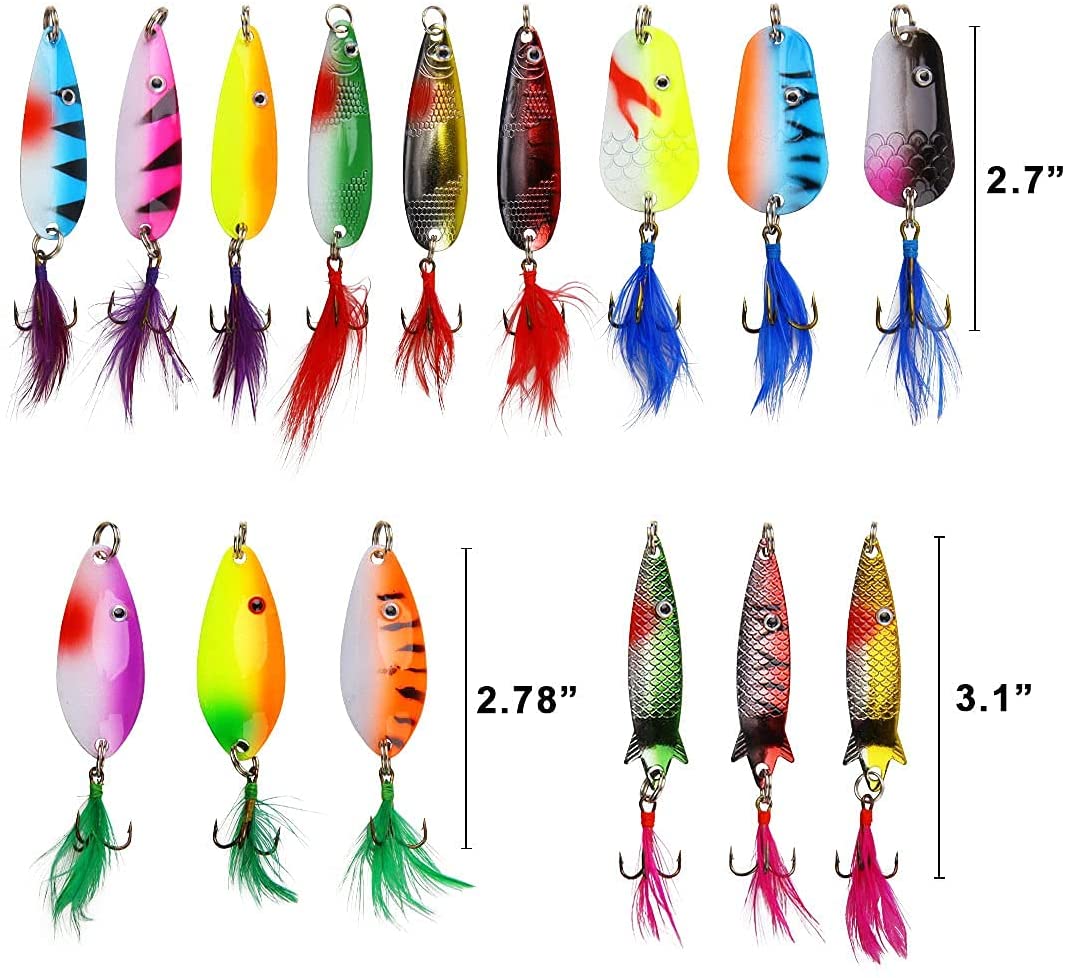 Wholesale 30Pcs Fishing Lures,Baits Tackle Spinners Swimbait Crankbaits Topwater Lures,Variety Fishing Baits Rooster Tail Trout Salmon Spoons Walleye Colorful Fishing Gear Lures Kit Set