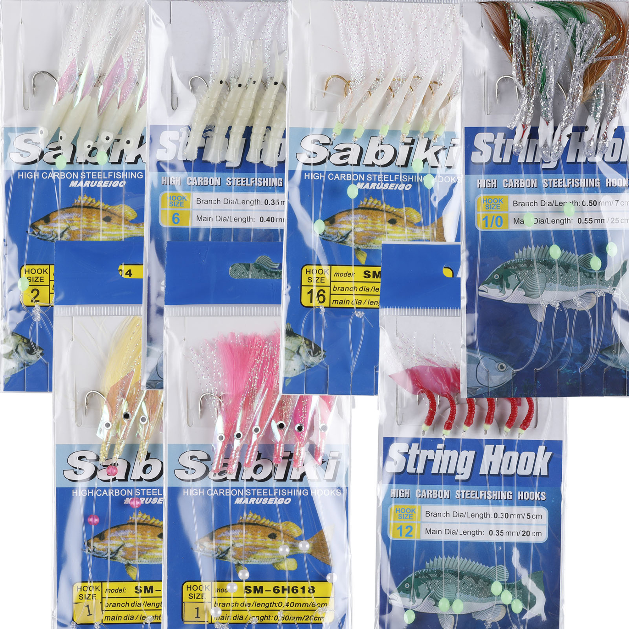 FREE FISHER Assorted 22Pcs/Pack Freshwater Fishing Lumious Fishing Bait Rigs Fish Skin/Feather Hooks String Hooks Nylon Line Swivels Beads