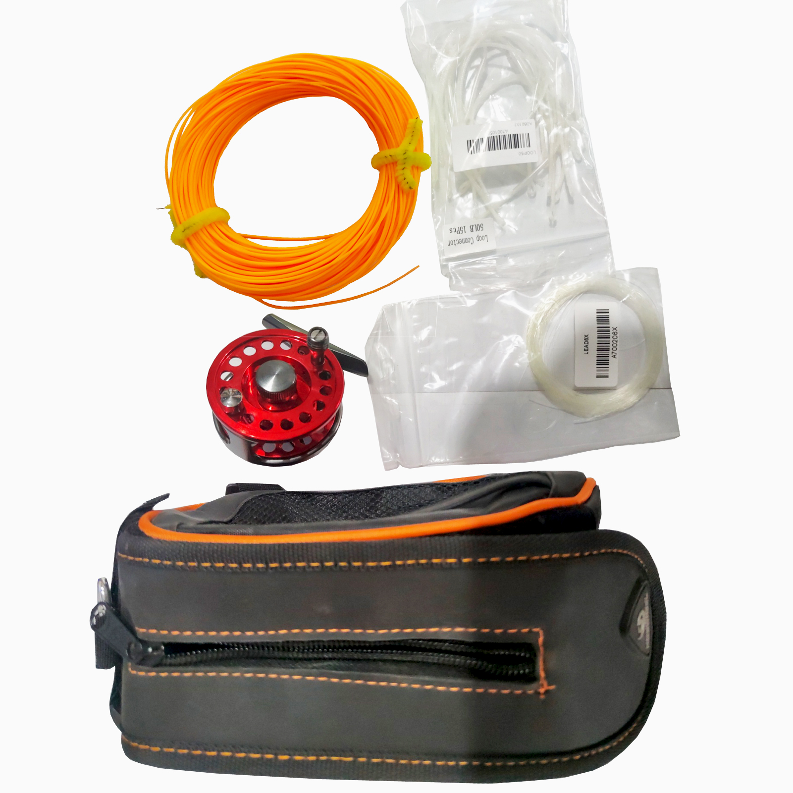 FREE FISHER 23pcs Fly Fishing Combo Bag WF Main Line Nylon 0X-6X Tapered Leaders Braided 50LB Loop Connectors CNC Fly Reels for Ice Fishing