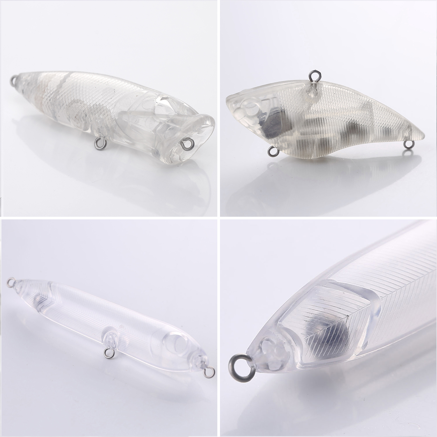 FREE FISHER 30pcs Mixed Unpainted Lures Fishing Blank Baits Set Crankbaits Minnows Pencil Blures VIB Clear Baits Naked Bait Embryo with 3D Eyes