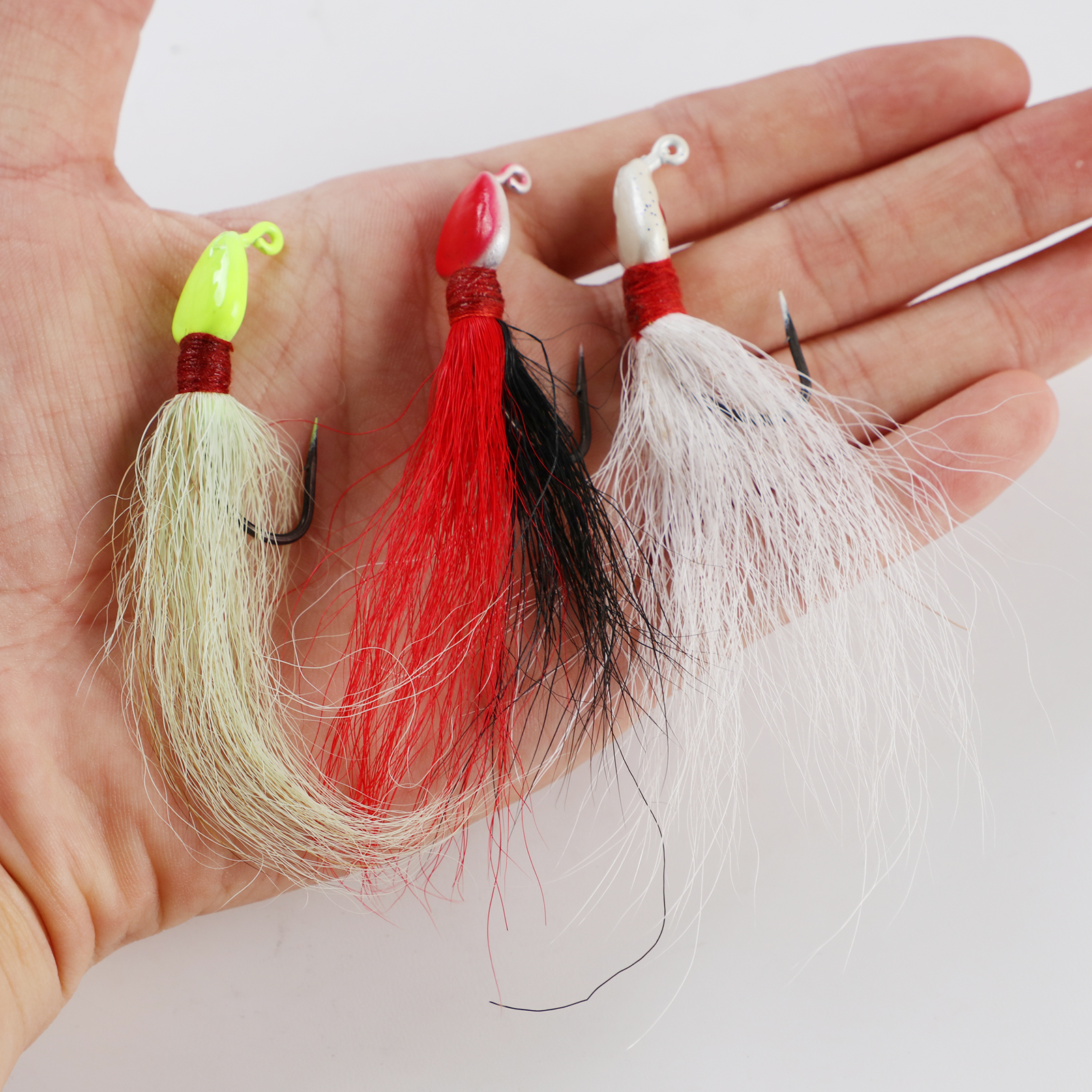 FREE FISHER 15pcs Fishing Feather Hooks Lead Head 7.9g 10cm Artificial Lures Baits Sharp Fishhook for Freshwater/Saltwater