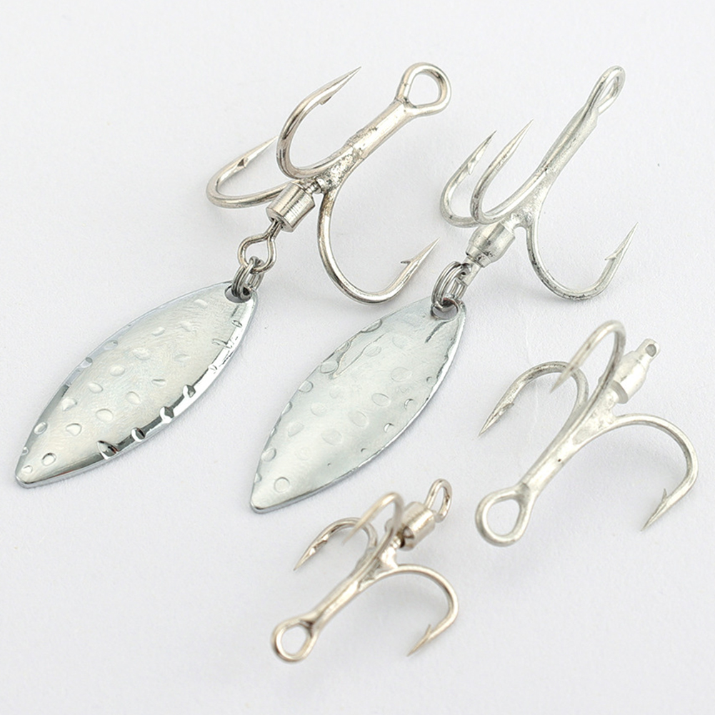 FREE FISHER 10pcs Fishing Treble Hooks with Metal Rotating Sequins Bearded Guy Artificial Spinnerbaits Buzzbait Accessories for Sea Fishing