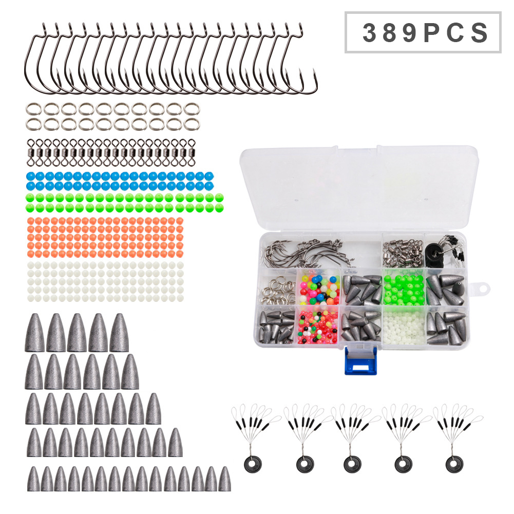 FREE FISHER Fishing Weights Set Lead Sinker Beads Jig Crank Hooks Swivels Fishing Accessories Tackle Box Kit for Sea Fishing