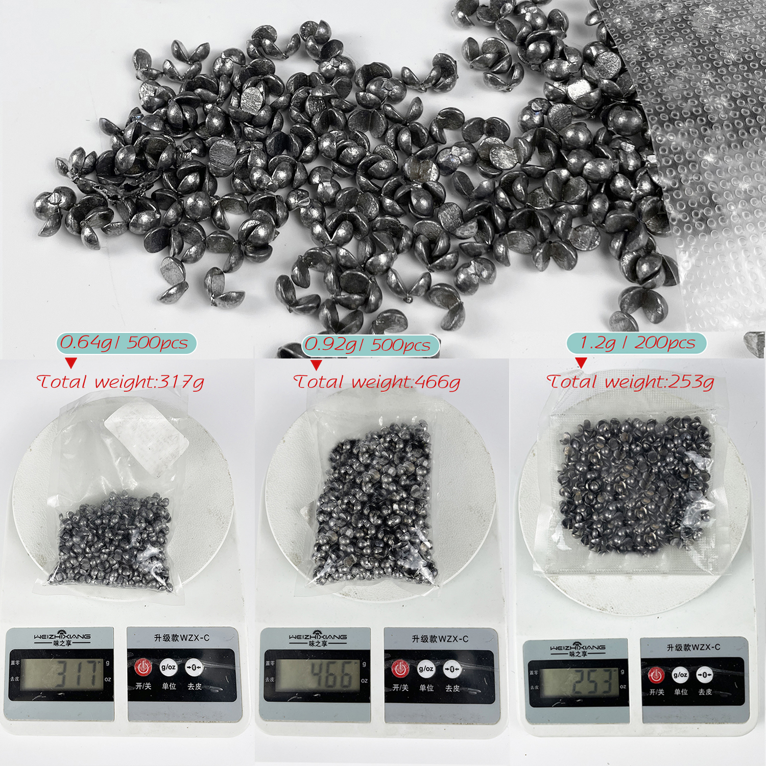 FREE FISHER Open Bite Lead Set Bare Fishing-clip Drop Biting Lead Sinker Weights Split Round Shot Lead Fishing Lure Bait Accessories