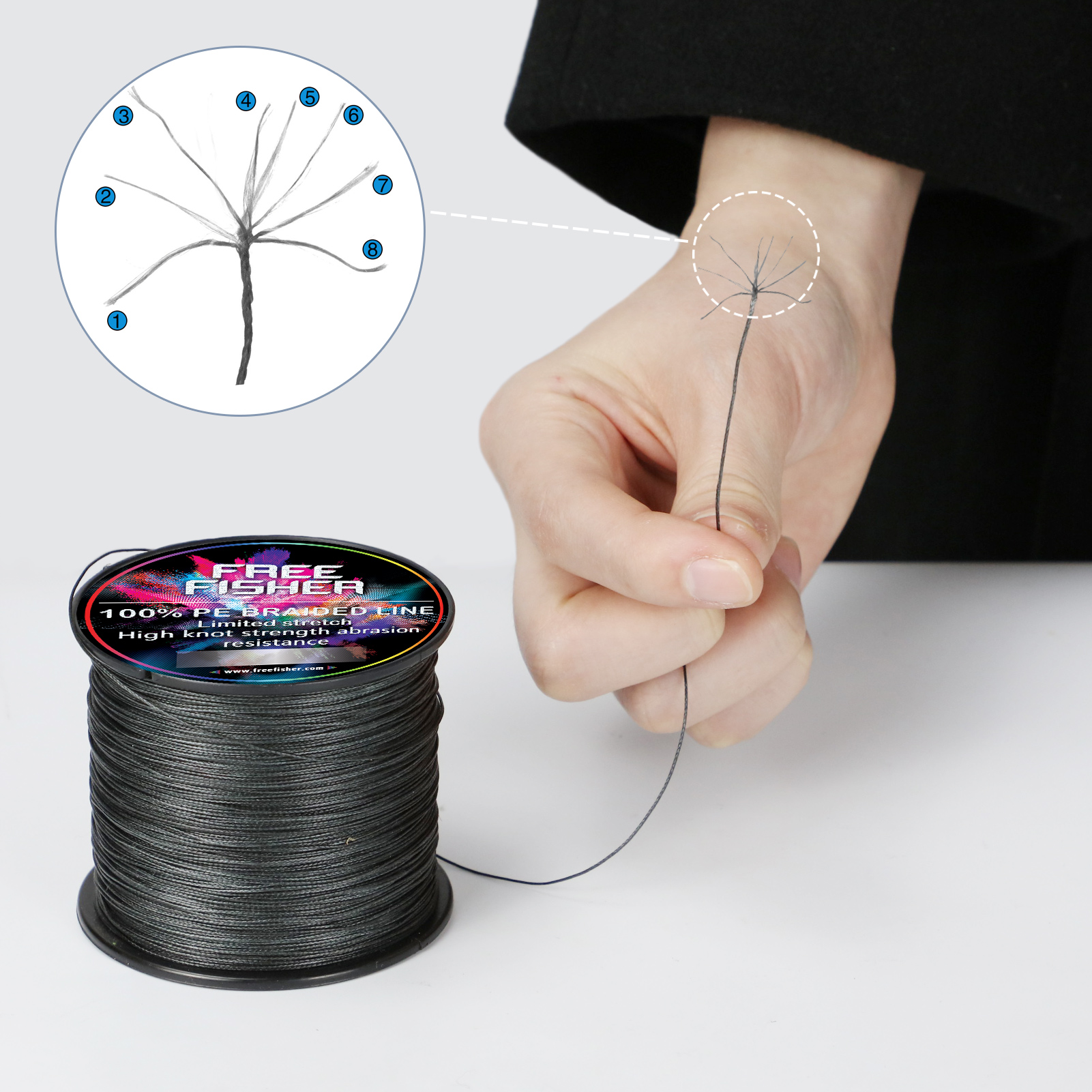 FREE FISHER Super Fishing Braided Line 300m 8 Strands Multifilament PE Braid Wire 10-200LB 0.1-0.8MM Carp Fishing