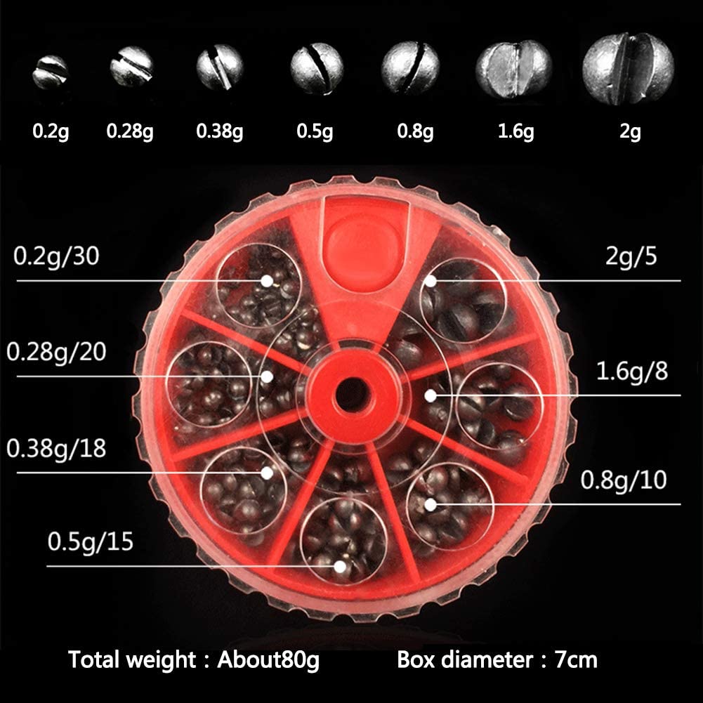 Wholesale Split Shot Fishing Weights,Round Split Shot Sinker Removable Fishing Lead Weights Sinkers Kit 106pcs 7 Sizes