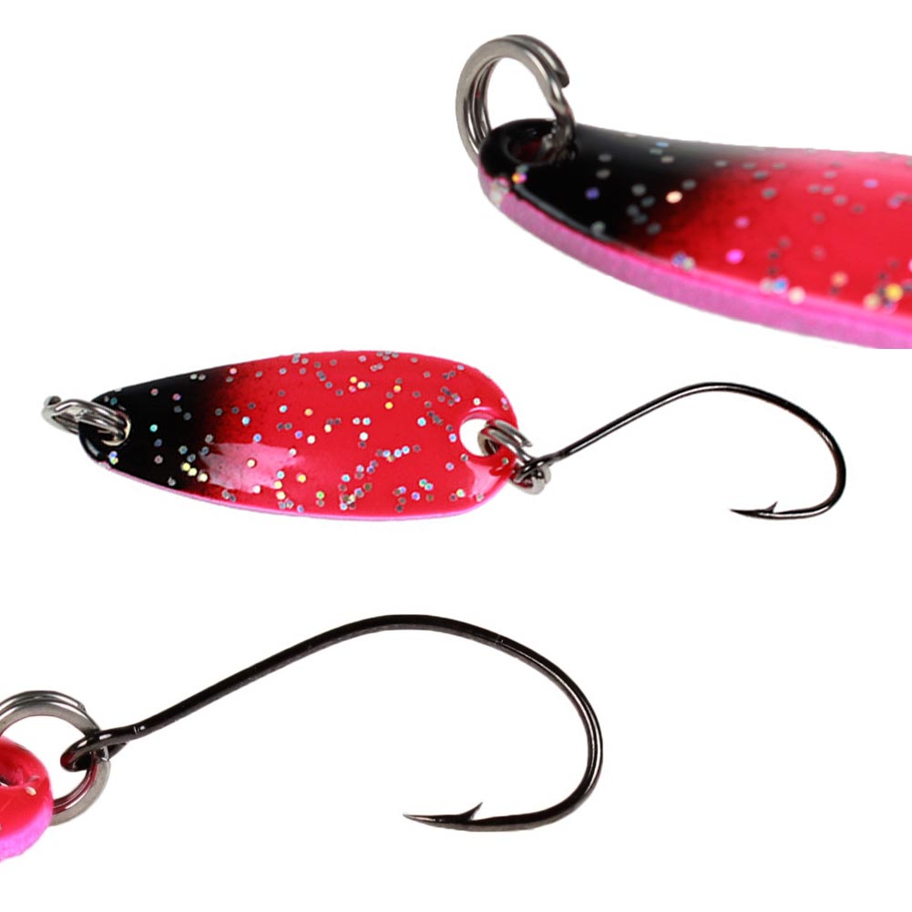 FREE FISHER Fishing Trout Bait Metal Spoon Lures Wobbler Casting Jigging Artificial Laser Spinner Baits Set Horsemouth Sequins with Fishing Tackle Box