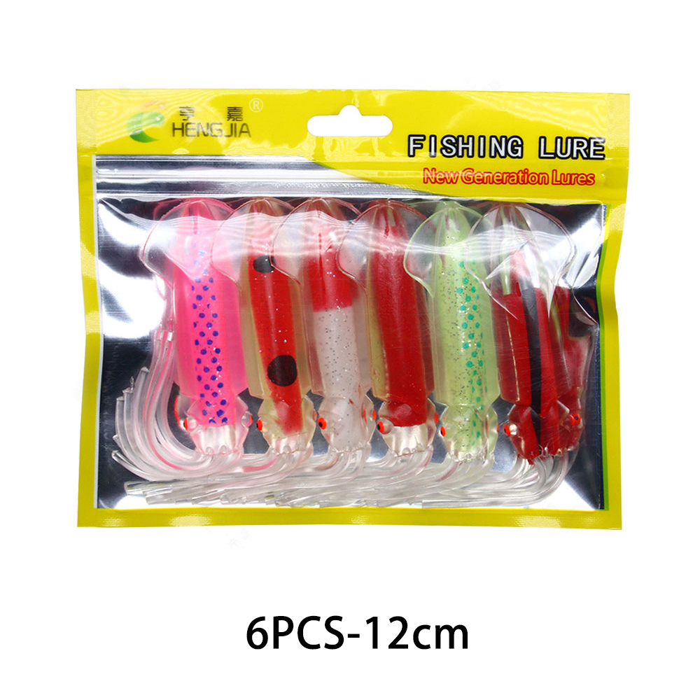 FREE FISHER 3pcs/6pcs Fishing Soft Octopus Lures 12cm 12.7g Rubber Skirts Colorful Squids 15cm 20g Hollow Tube Artificial Baits Pesca