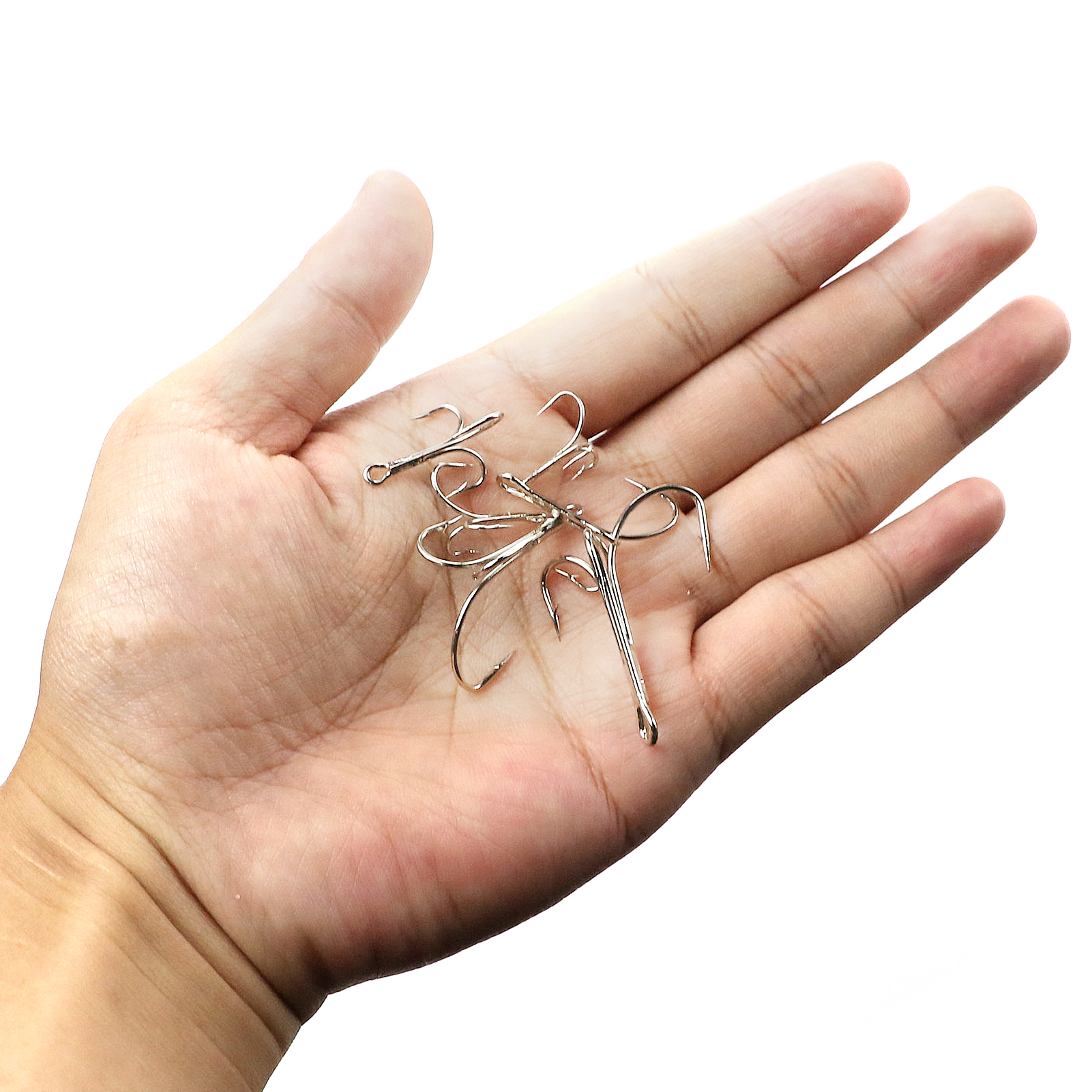 Fishing Hooks Set 105pcs/Box Scorpion Silver Mixed Size Triple Hooks High Carbon Steel Sharp Treble Hooks with Eye