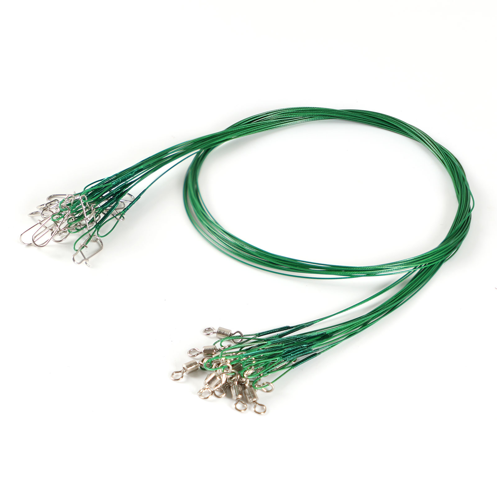 FREE FISHER 100pcs Fishing Leaders Steel Wire Rolling Swivels with Safety Snap Fish Line Connectors High Strenth 30KG 70cm Accessory Tackles