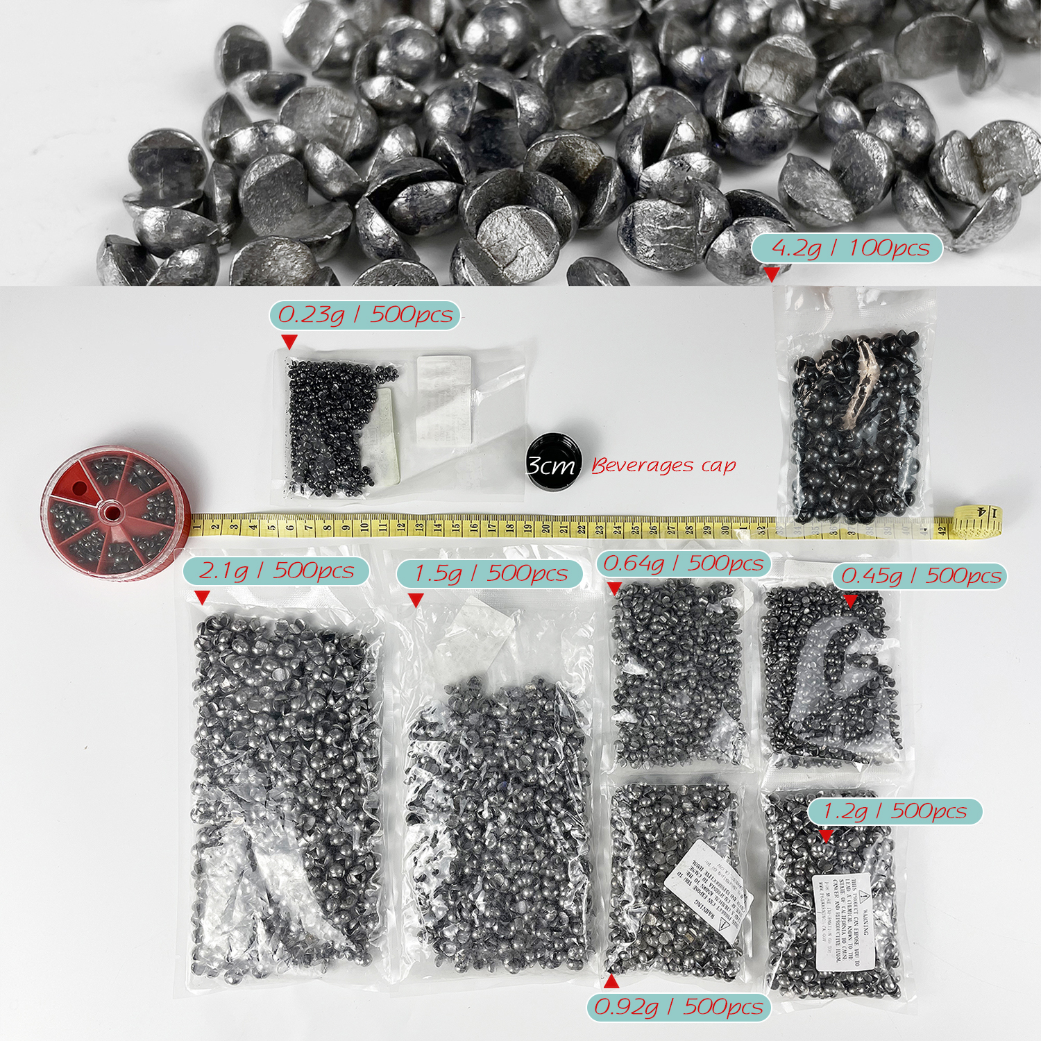 FREE FISHER Open Bite Lead Set Bare Fishing-clip Drop Biting Lead Sinker Weights Split Round Shot Lead Fishing Lure Bait Accessories