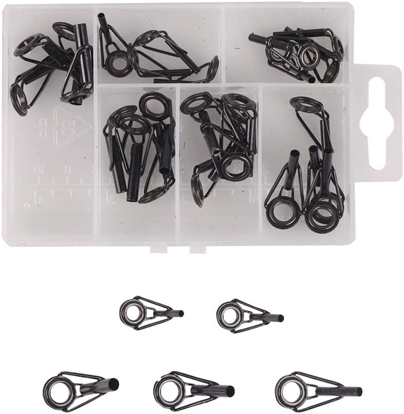 Wholesale Rod Tip Repair Kit,Rod Repair Kit,Stainless Steel Ceramic Ring Guide,Rod Repair Replacement Tip Tops Fishing Rod Repair kit 6 Sizes 30pcs