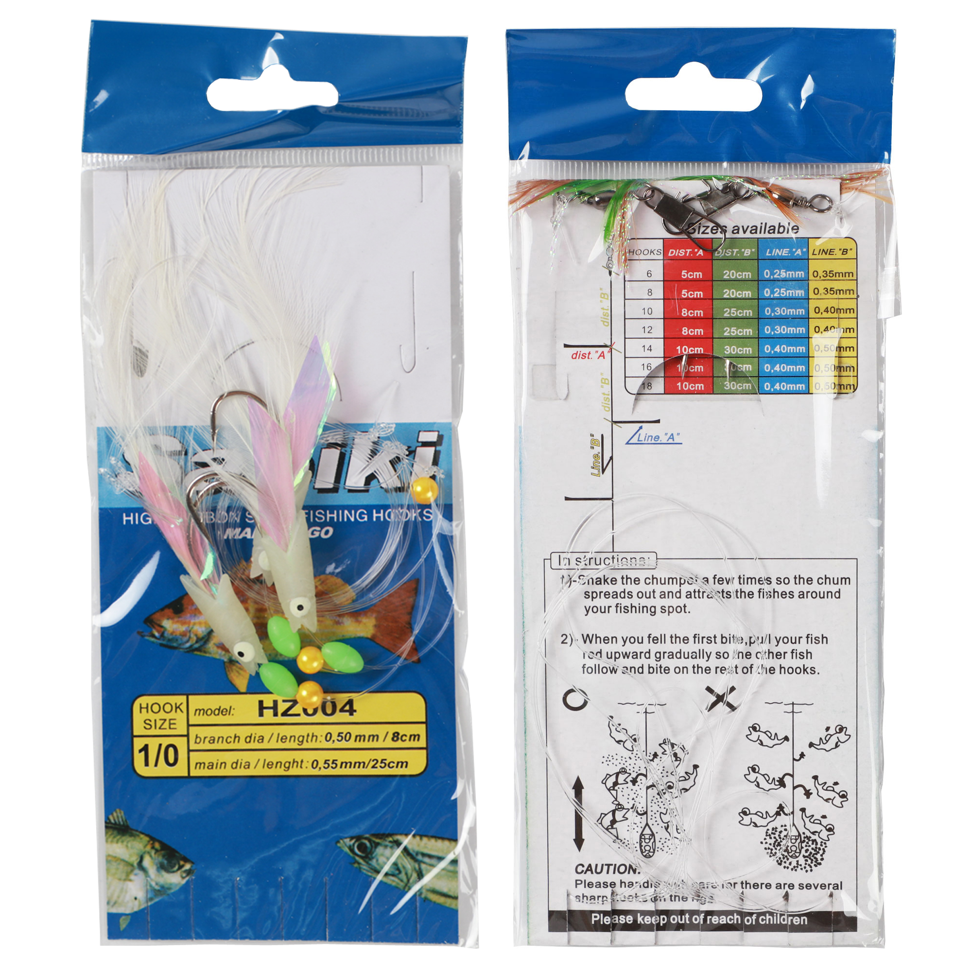 FREE FISHER 22 Pieces Fishing Rigs With Luminous Glow Bead Feather Fish Skin String Hooks Mix Size Fishing Lures for Freshwater