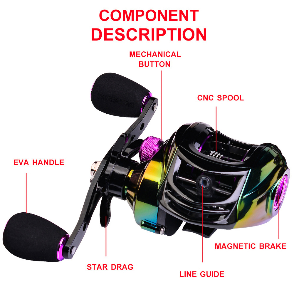 FREE FISHER Baitcasting Reel 7.2:1 High Speed/9+1BB/Max 10kg/Metal Drop Wheel Sea Fishing Reel Electroplating Colorful Fishing Wheel