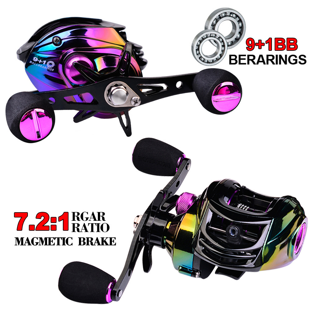 FREE FISHER Baitcasting Reel 7.2:1 High Speed/9+1BB/Max 10kg/Metal Drop Wheel Sea Fishing Reel Electroplating Colorful Fishing Wheel